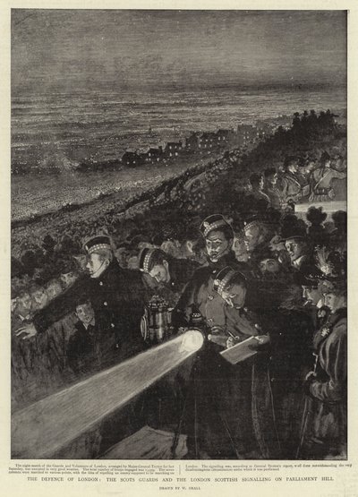 La défense de Londres, les Scots Guards et les London Scottish signalant sur Parliament Hill - William Small